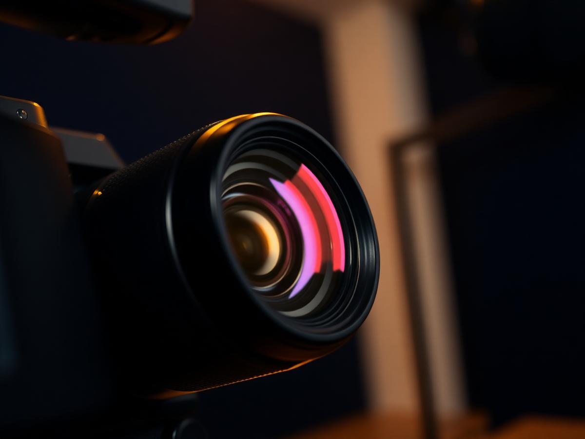 Professionele camera tijdens een video-opname in de studio